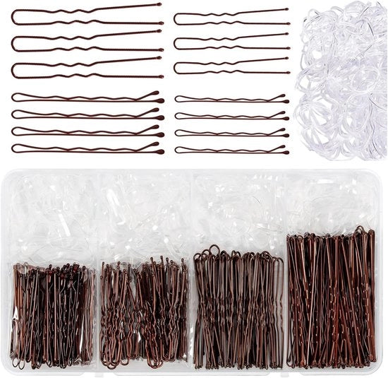 Set di Clip per Capelli a 370 pezzi - Clip per Capelli in Metallo per Donne - Accessori per Capelli - 5 cm 6 cm 7 cm - Piccoli Clip per Capelli - Grande Clip per Capelli Francese - Clip per Capelli a Banana per Capelli Fini e Spessi (Color Bronzo)