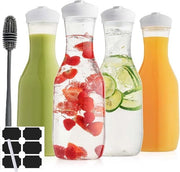 Karaffe in plastica con coperchio 50 oz per bevande, latte, mimosa, bar, necessità, tè freddo, contenitori per succo, frigorifero, BPA-free, 4 pezzi, trasparente
