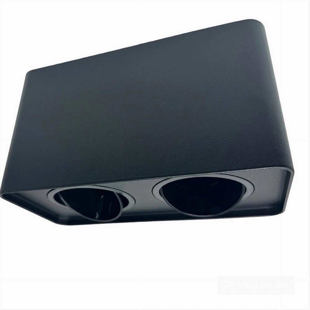 Trade Shop - Porta Faretto Doppio Orientabile Da Soffitto Nero Per Faretto Gu10 Gu5.3 P34-n2 -