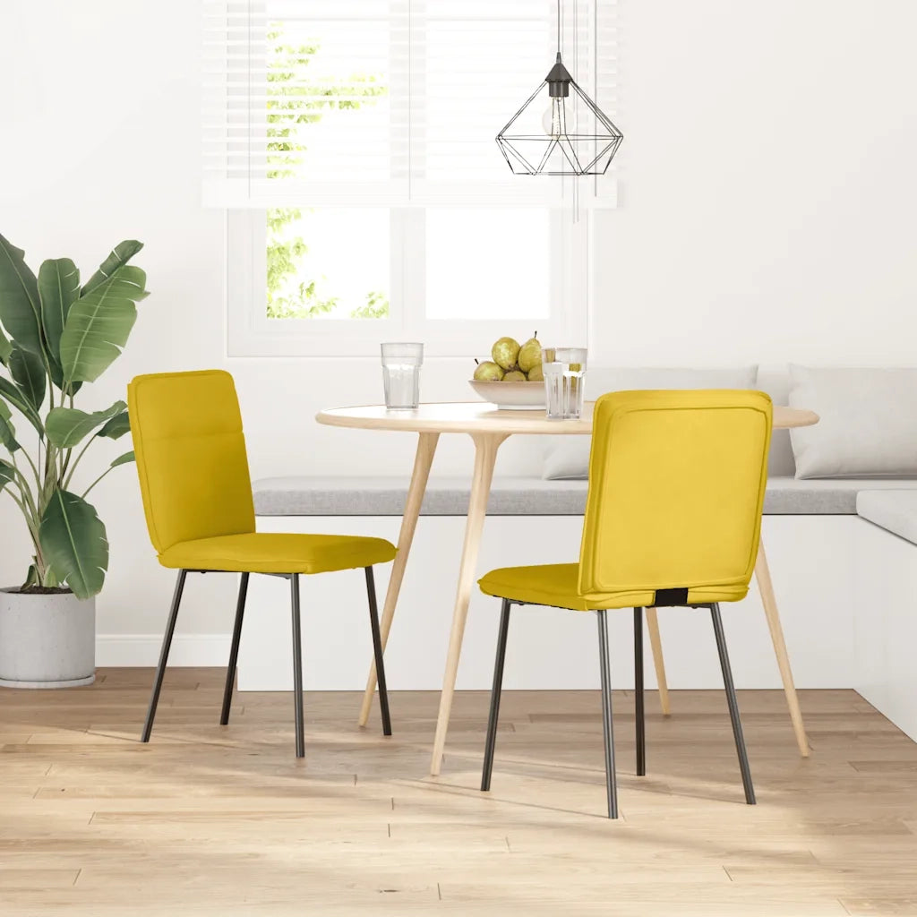 Sedie da Pranzo 2 pz Gialle in Velluto