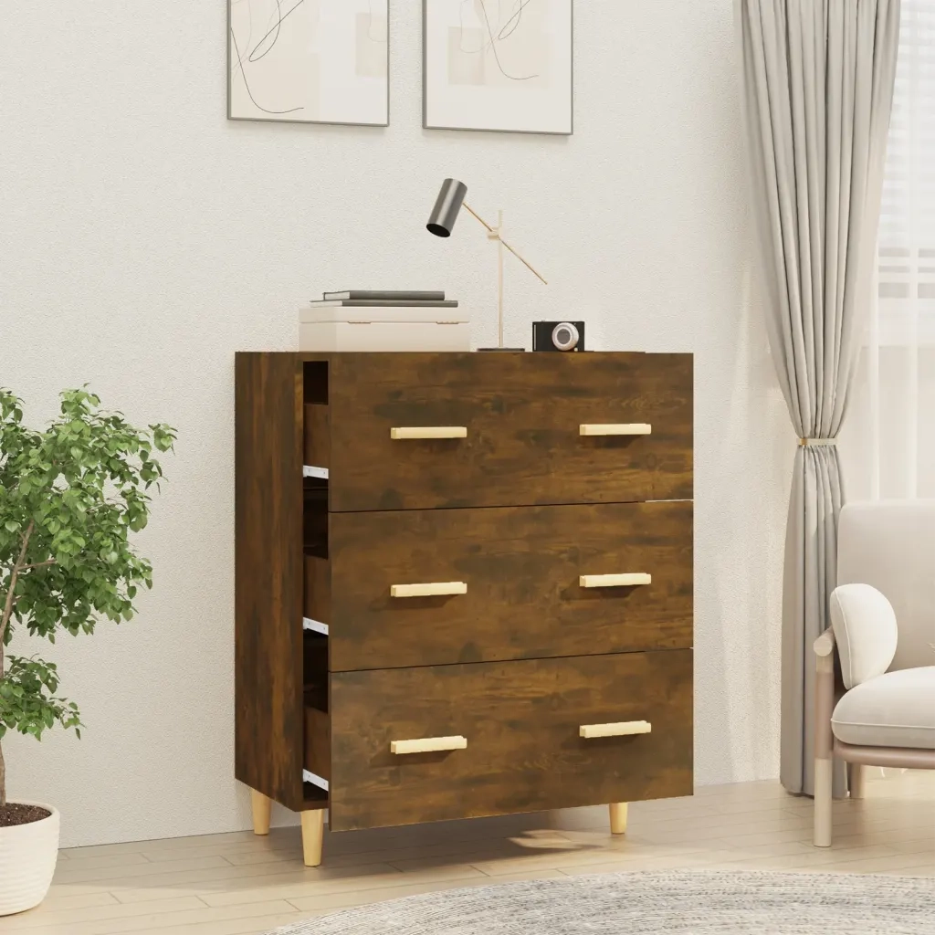 Credenza Rovere Fumo 70x34x90 cm in Legno Multistrato 817345