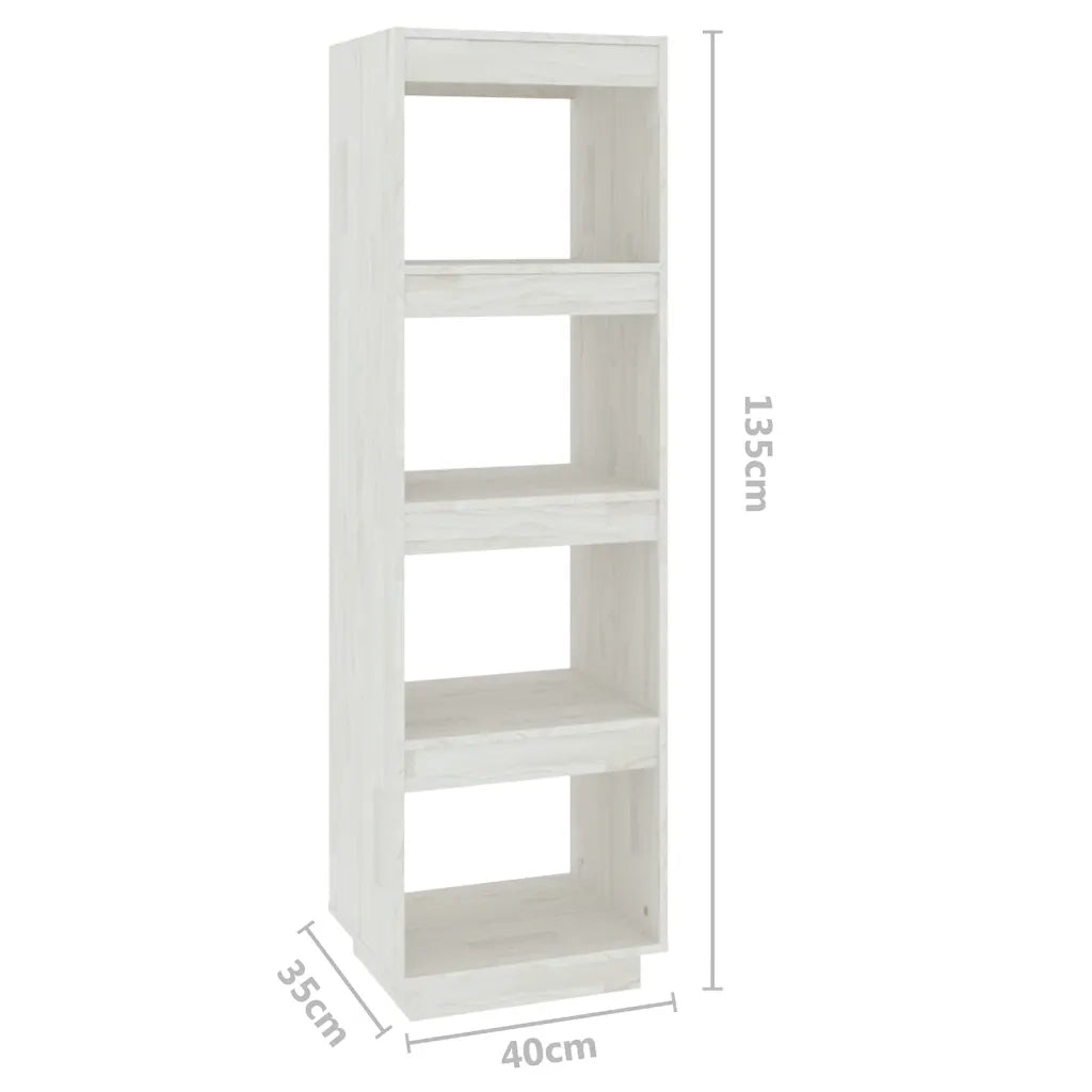 Libreria/Divisorio Bianco 40x35x135cm in Legno Massello di Pino 810850
