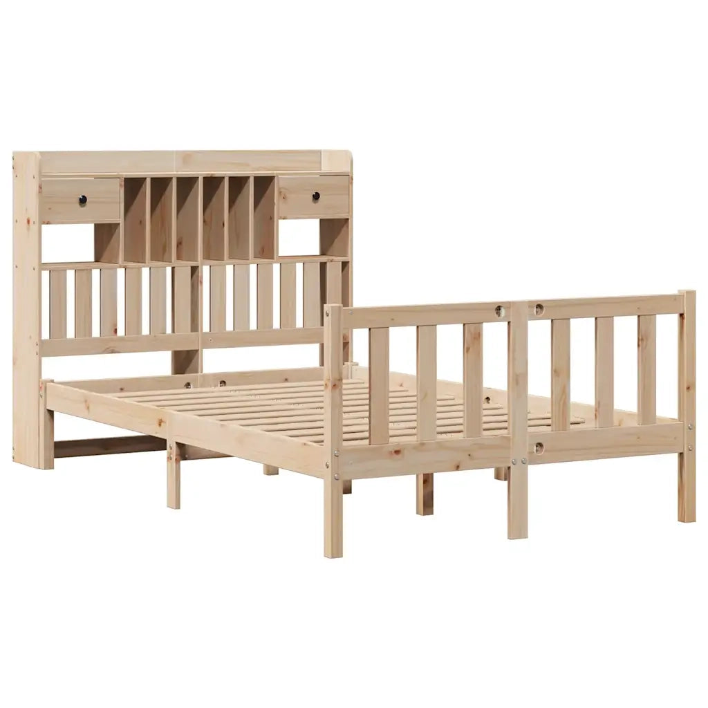 Letto Libreria senza Materasso-Struttura Letto con contenitore 135x190 cm in Legno di Pino 453360
