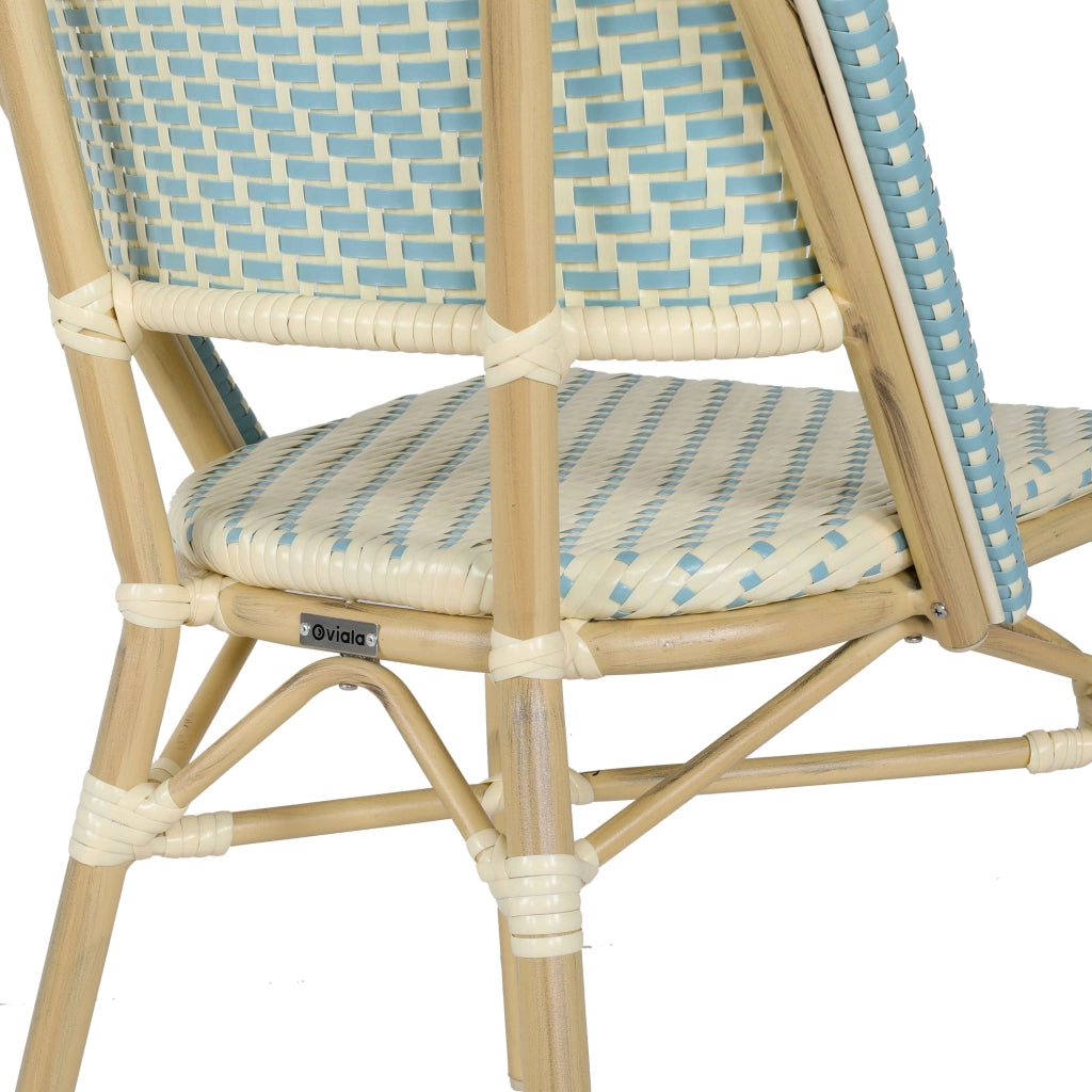 Sedia da giardino in rattan blu e alluminio