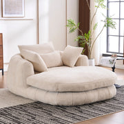 Chaise longue ULEVR in ciniglia bianca con seduta profonda e cuscini di supporto
