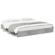 Letto matrimoniale | Letto per adulti | Giroletto Cassetti Grigio Cemento 200x200 cm Legno Multistrato