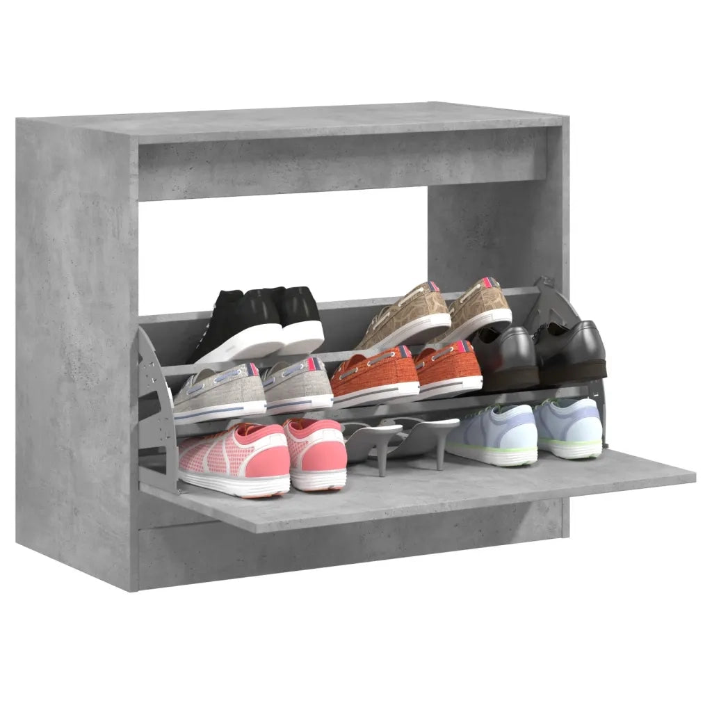 Scarpiera-Scaffale per scarpe Grigio Cemento 80x42x69 cm in Legno Multistrato