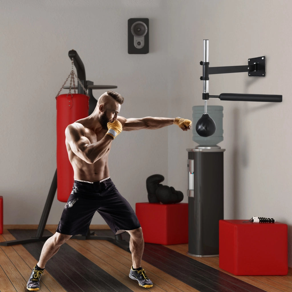 supporto da boxe a parete 79x72x20 cm in acciaio nero， regolabile e pieghevole
