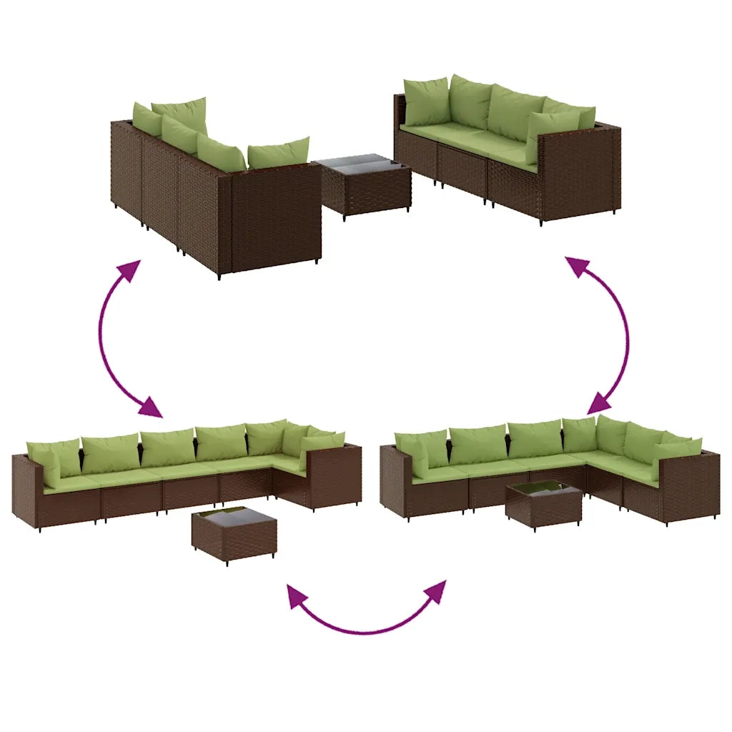Set Divani da Giardino 7 pz con Cuscini in Polyrattan Marrone 3308118