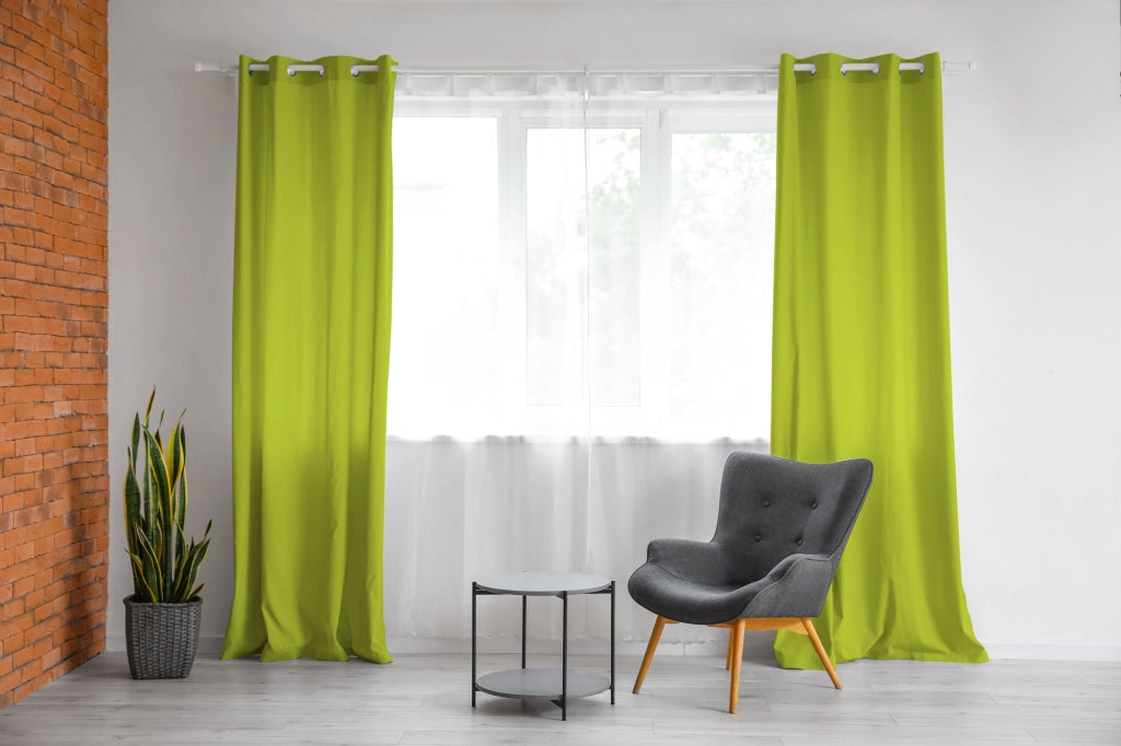 Tenda Semioscurante 140 x 290 Cm Moderne Con Occhielli  Verde - 2 Tende