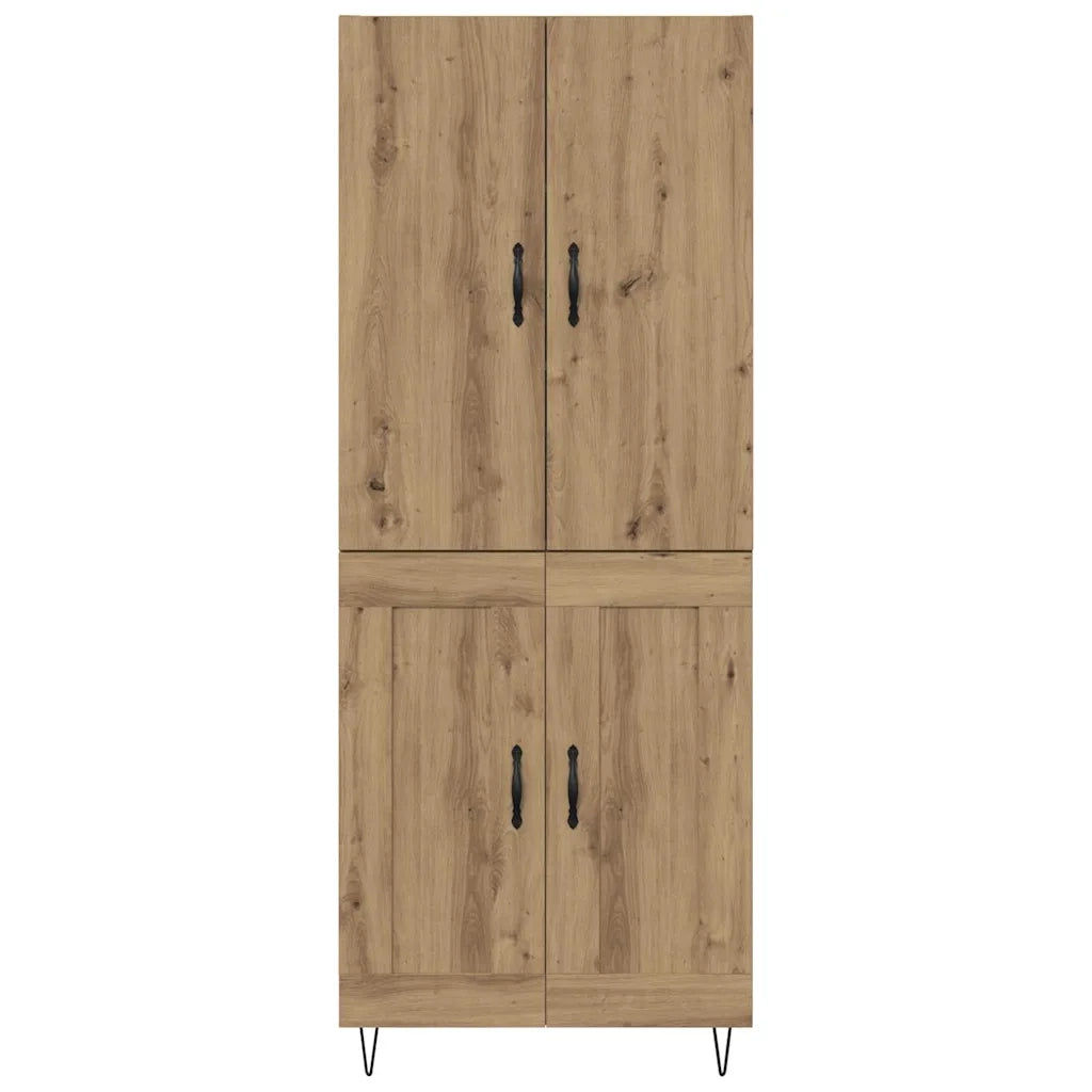 Credenza 2 pcs Rovere artigianale Legno ingegnerizzato e vetro