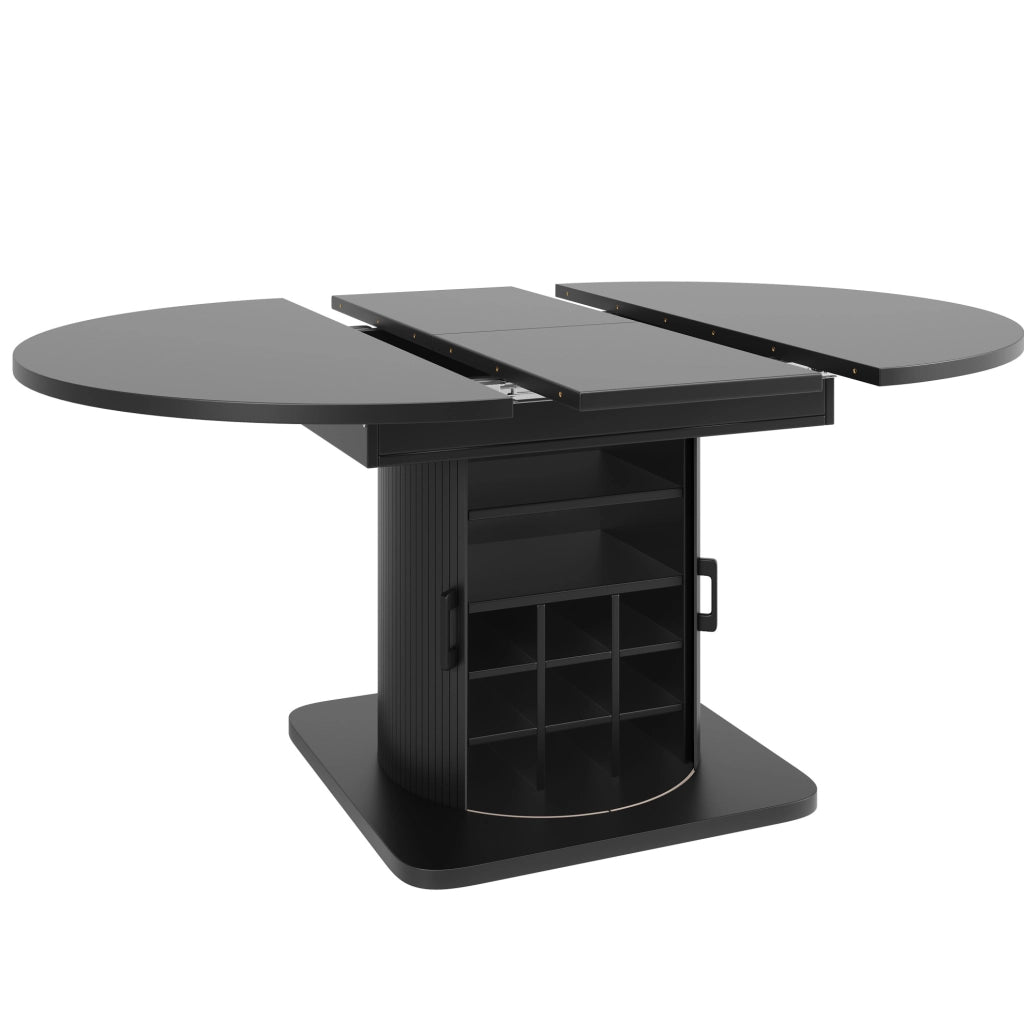 Tavolo allungabile 118x118x76 cm con ampio vano contenitore; MDF e metallo; nero