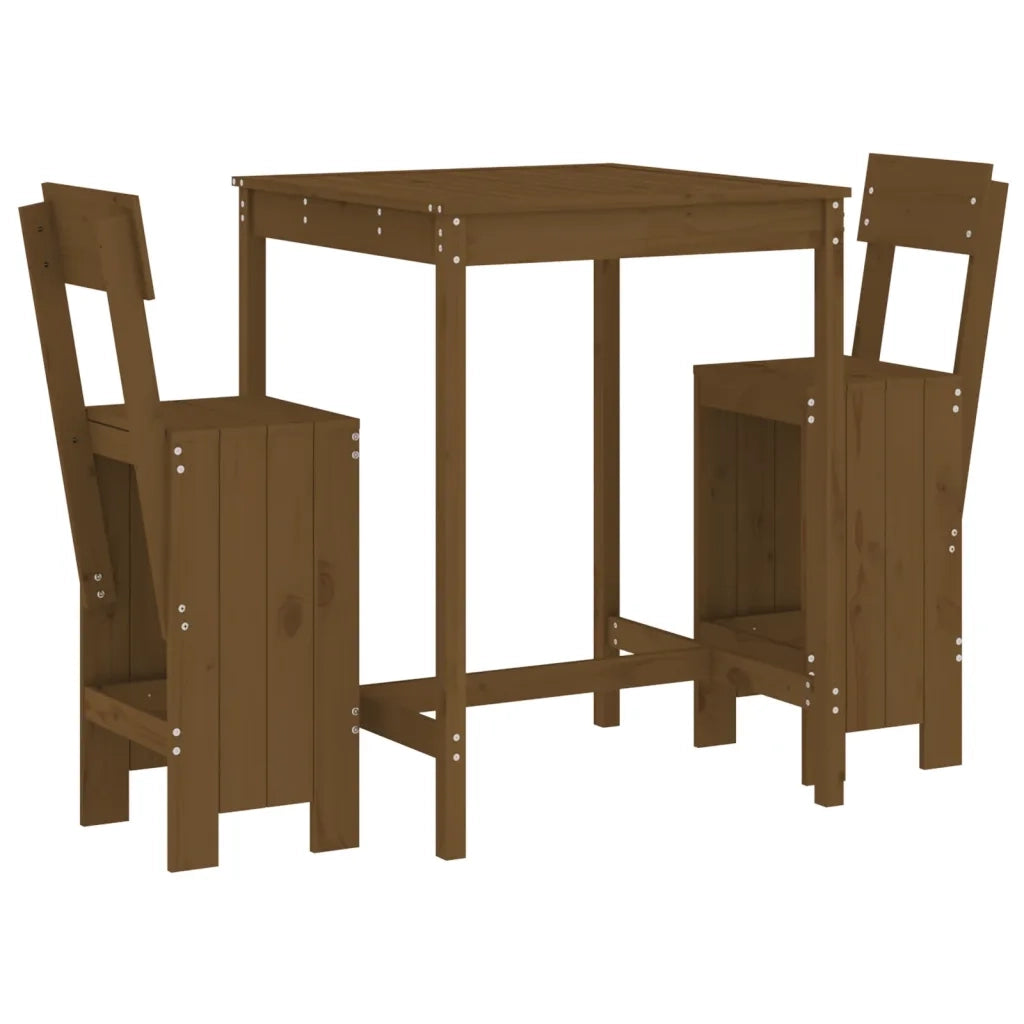 Set Bar da Giardino 3 pz | Set Salotto da Giardino ambra in Legno Massello di Pino