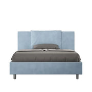 Letto matrimoniale francese senza rete imbottito 140x210 microfibra azzurro Antea