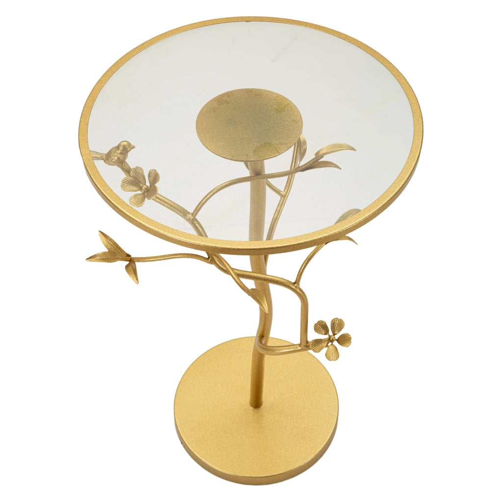 Amasya, Tavolino da Salotto Forma Rotondo, 38x38x60h cm oro