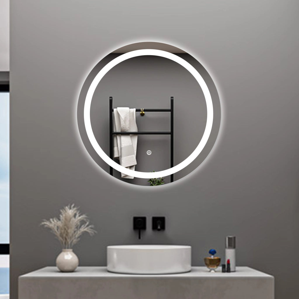 AICA Specchio da bagno 60 x 60 cm, antiappannamento, dimmerabile, interruttore touch, Funzione Memoria