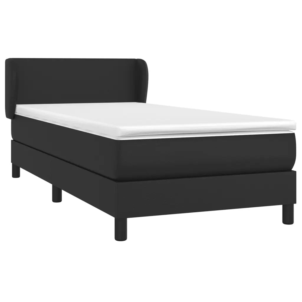 Giroletto a Molle con Materasso Nero 90x190 cm in Similpelle