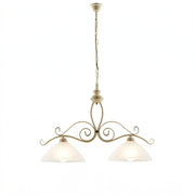 Lampadario Rustico Faraone 2 Luci Avorio e Bianco LuceArt Classic