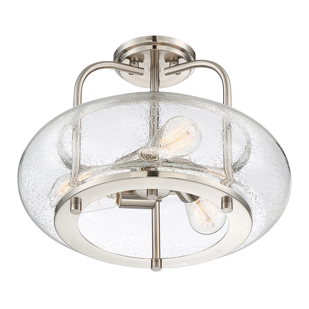 Lampada a Soffitto Industrial Nordico Trilogy Metallo Nichel Spazzolato 3 Luci E27