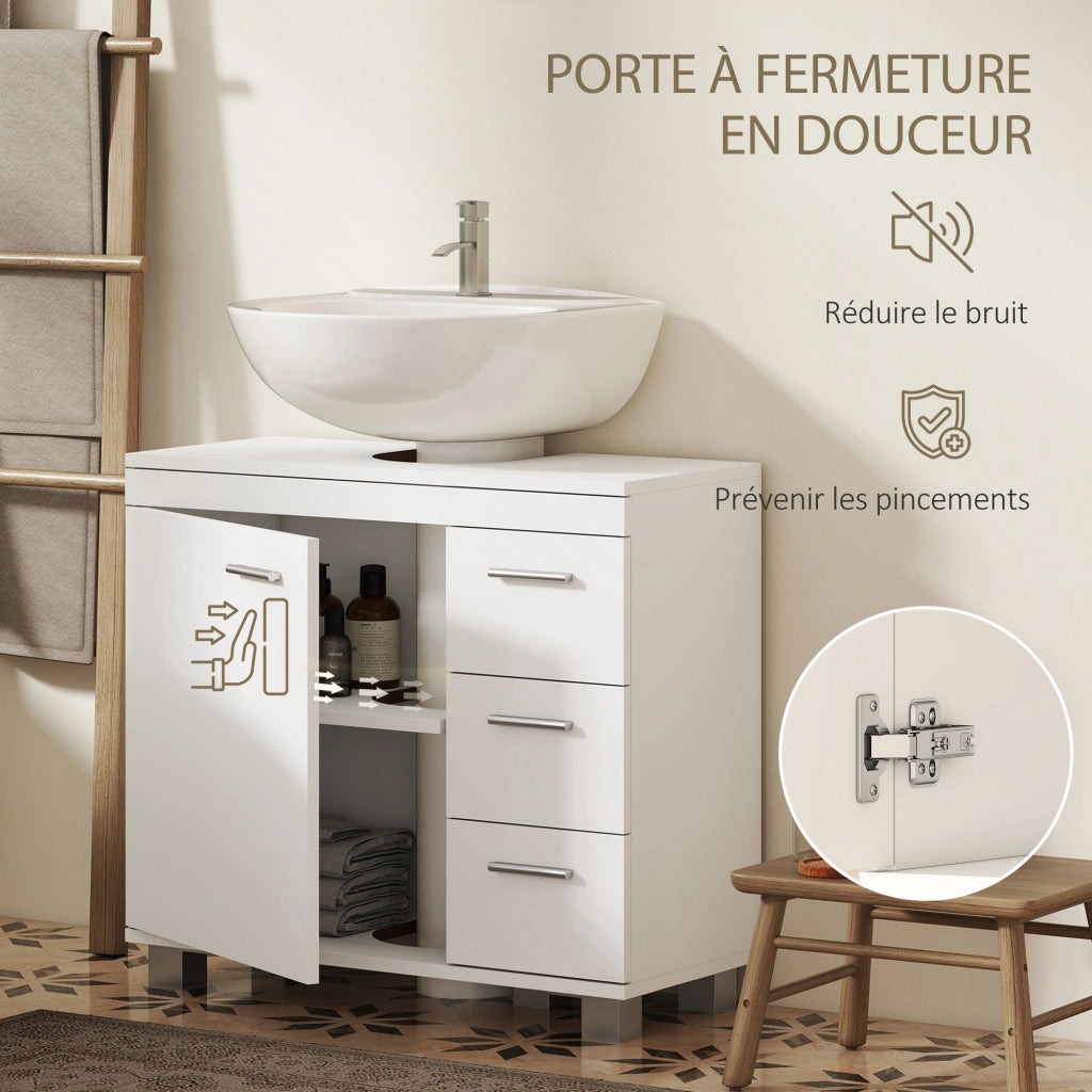 Mobile sottolavabo ¨C Xylo ¨C 3 cassetti con anta, bianco, 70x30x64 cm