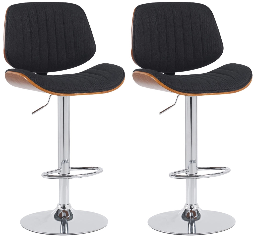 Set di 2 sgabelli da bar Clawson in tessuto cromato 3