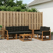 Set di divani da esterno con cuscino 6 pcs Naturale e Nero