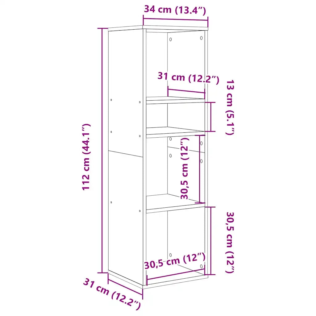 Libreria Legno Antico 34x31x112 cm in Legno Multistrato 860290