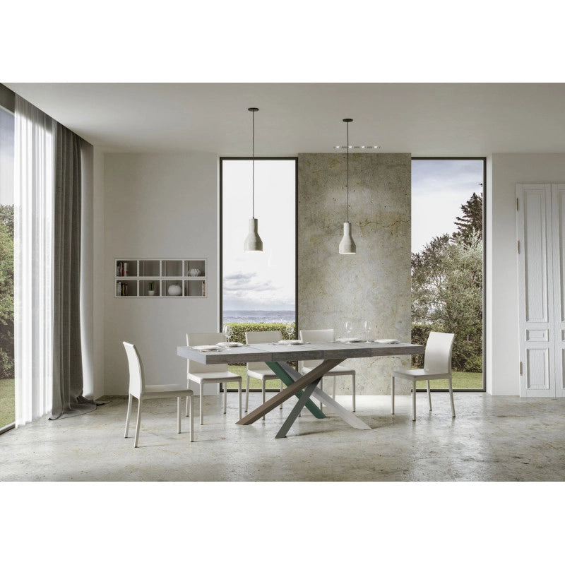Tavolo allungabile 140/400x90 cm Volantis Premium telaio Multicolore 4/A - Cemento