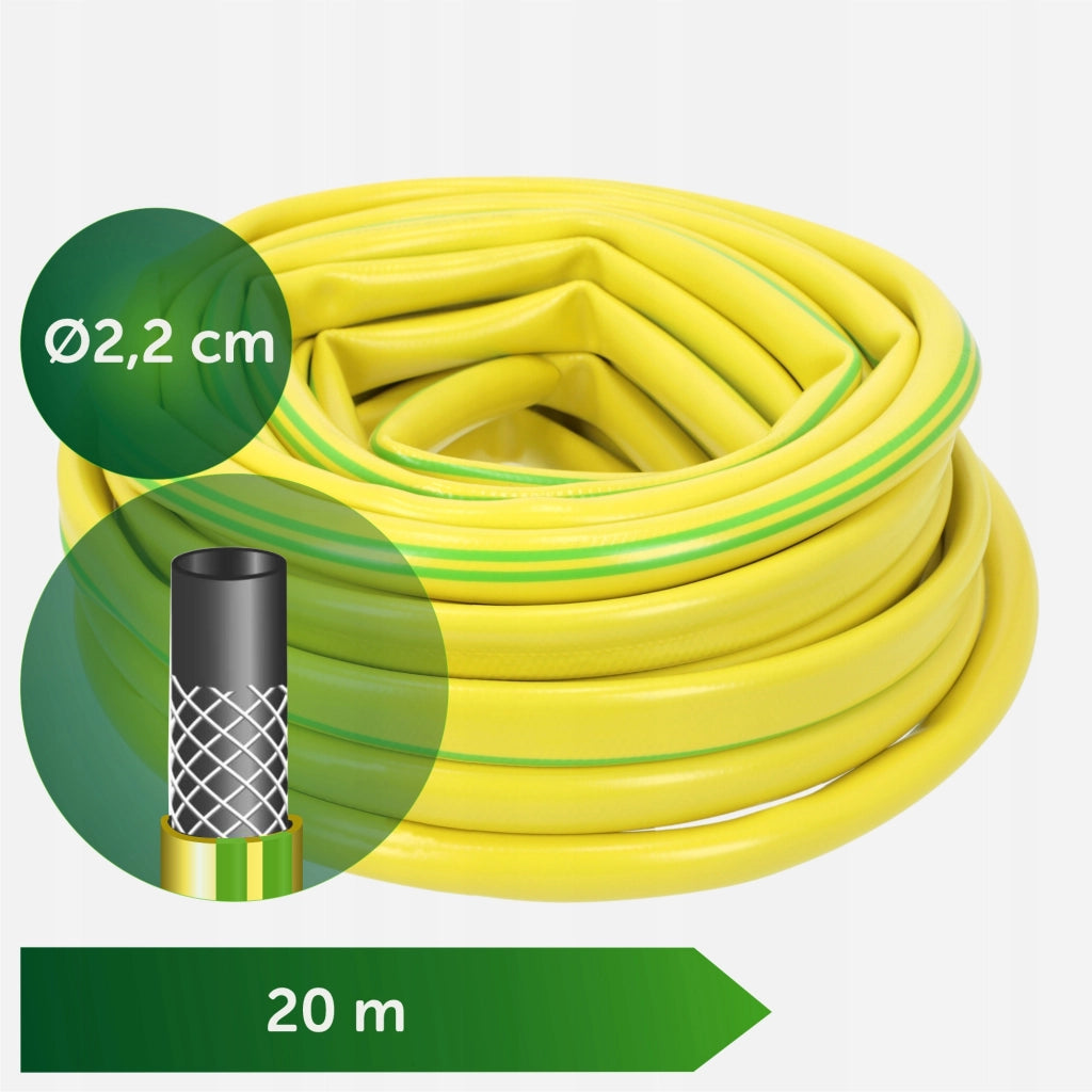 Tubo da giardino KADAX da 20 m, diametro 3/4 di pollice, per acqua, 3 strati di gomma resistente, PVC flessibile