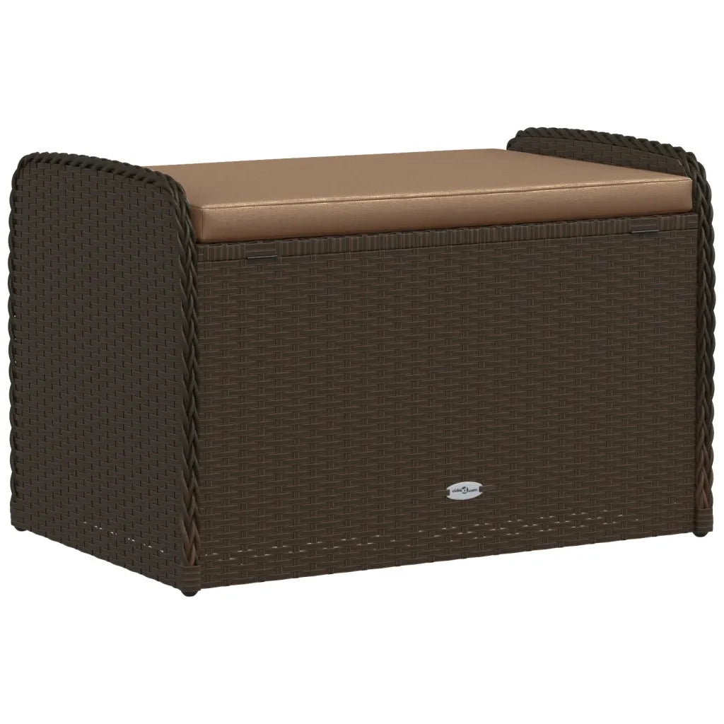 Cassapanca con Cuscino-Baule-Panca con ContenitoreMarrone 80x51x52 cm in Polyrattan