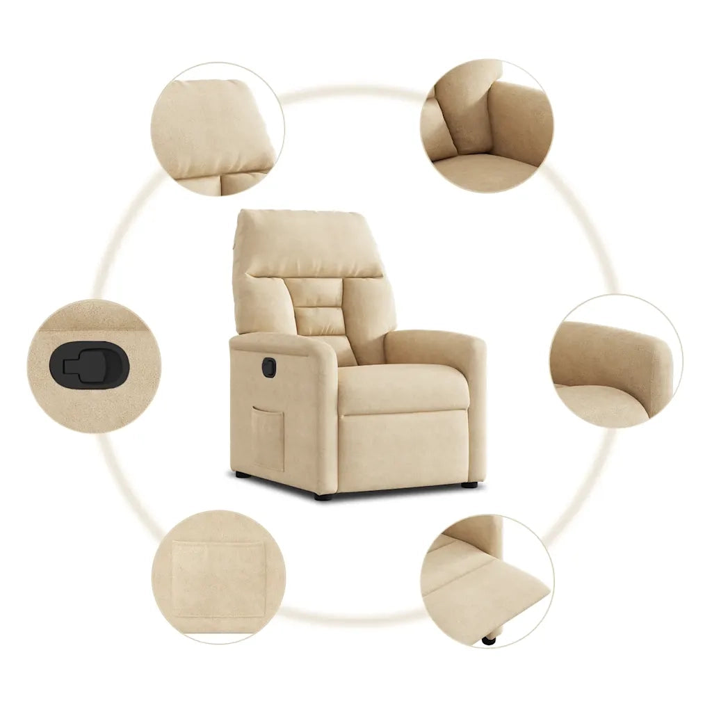 Poltrona Reclinabile Crema in Tessuto di Microfibra 4015567