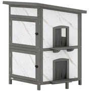 Cuccia per gatti da esterno, in legno, con ingressi multipli e finestre, impermeabile, 60 x 60 x 88 cm, bianca.