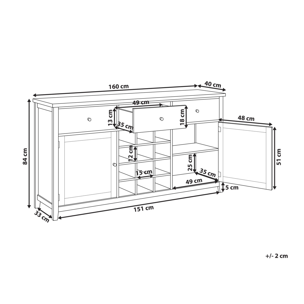 Credenza bianca in MDF a 2 ante, ripiani, cassetto, portabottiglie, credenza in stile moderno, corridoio