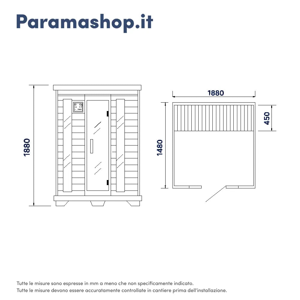 Sauna ad infrarossi 148x188 cm H188 in legno Hemlock con radio integrata | Oulu