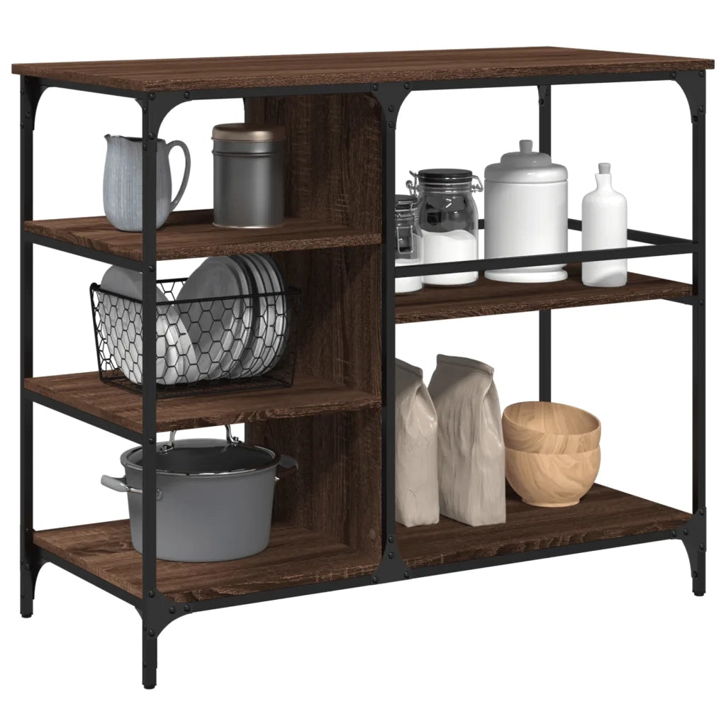 Carrello Cucina-Scaffale per Cucina Rovere Marrone 100x45x89,5 cm Legno Multistrato