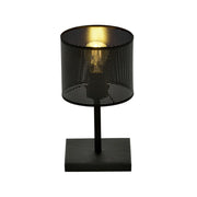 Lampada Da Tavolo Industrial 1 Luce Cigno In Acciaio Nero E Paralume A Cilindro