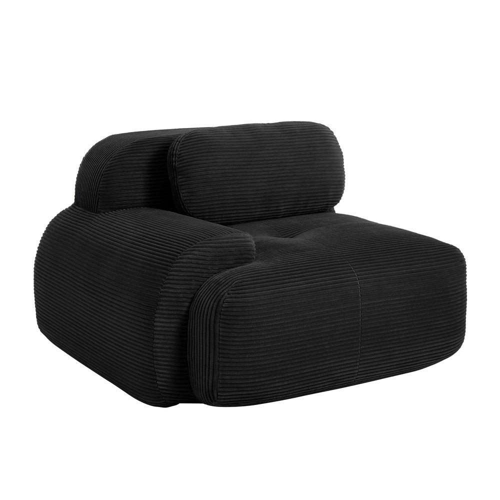 Divano angolare con cuscini ¨C Minimal ¨C nero in tessuto corda