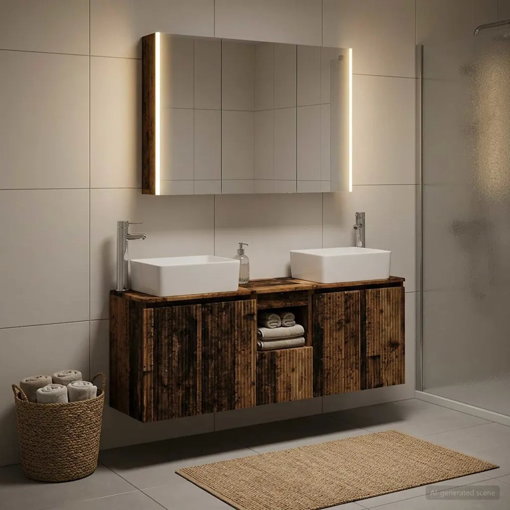 Set di Armadi da Bagno 4 pcs Legno antico Legno ingegnerizzato 3406429