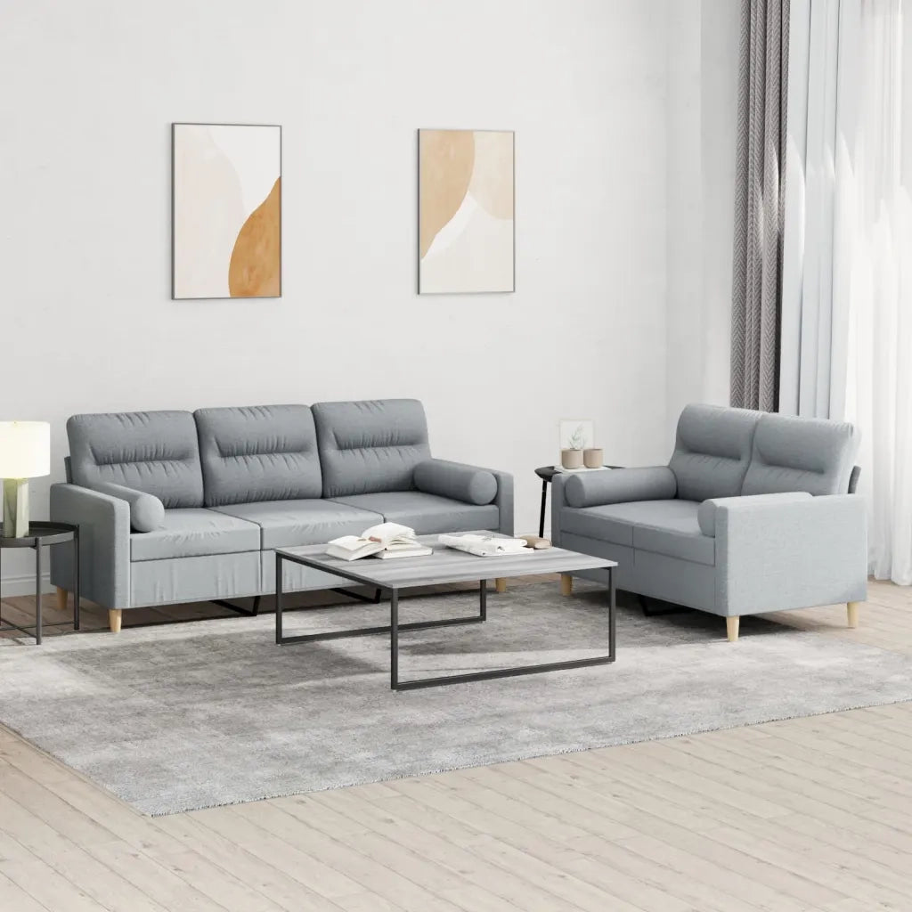Set Divani 2 pz con Cuscini Grigio Chiaro in Tessutocod mxl 83263