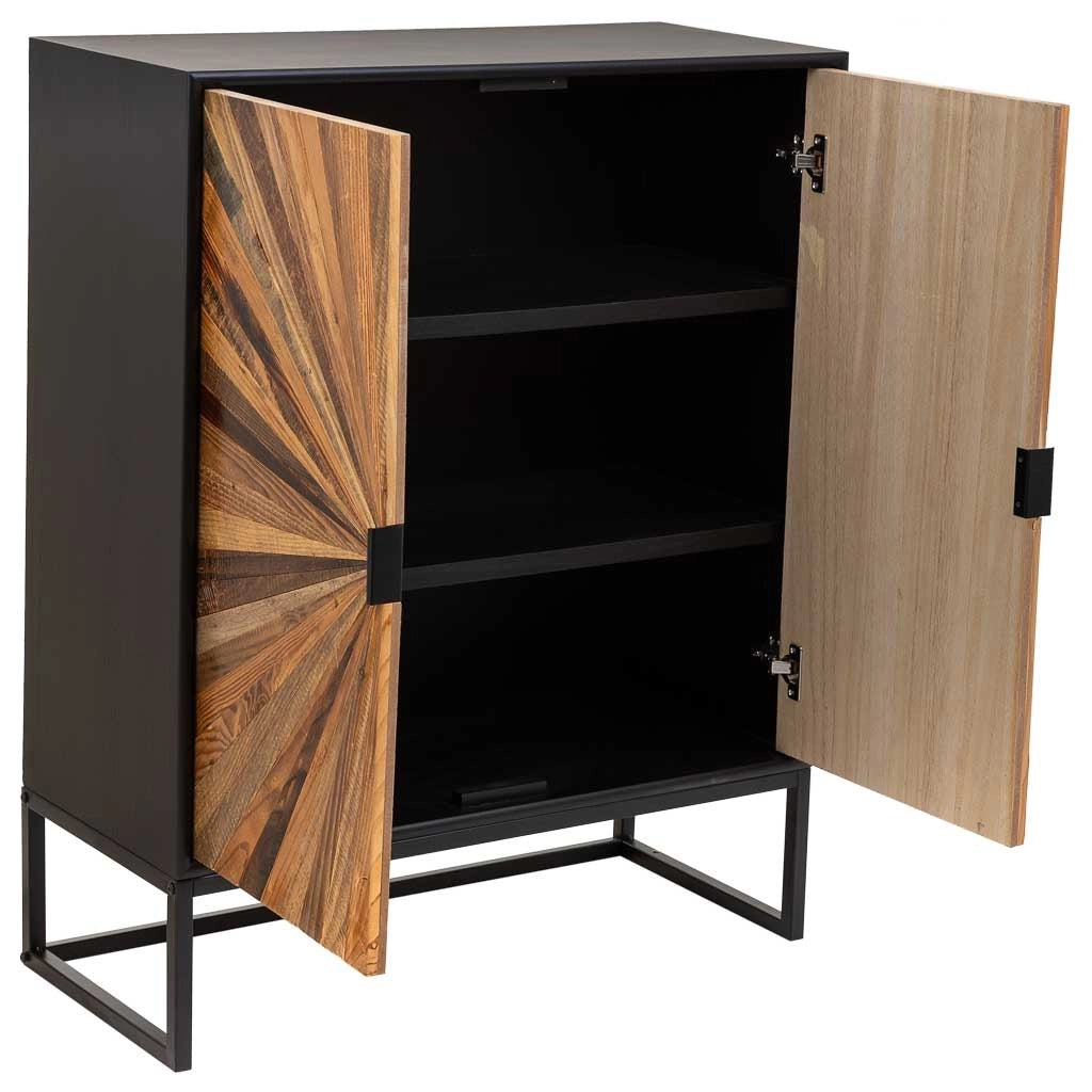 Credenza in legno e metallo a 2 ante marrone 80x37x101