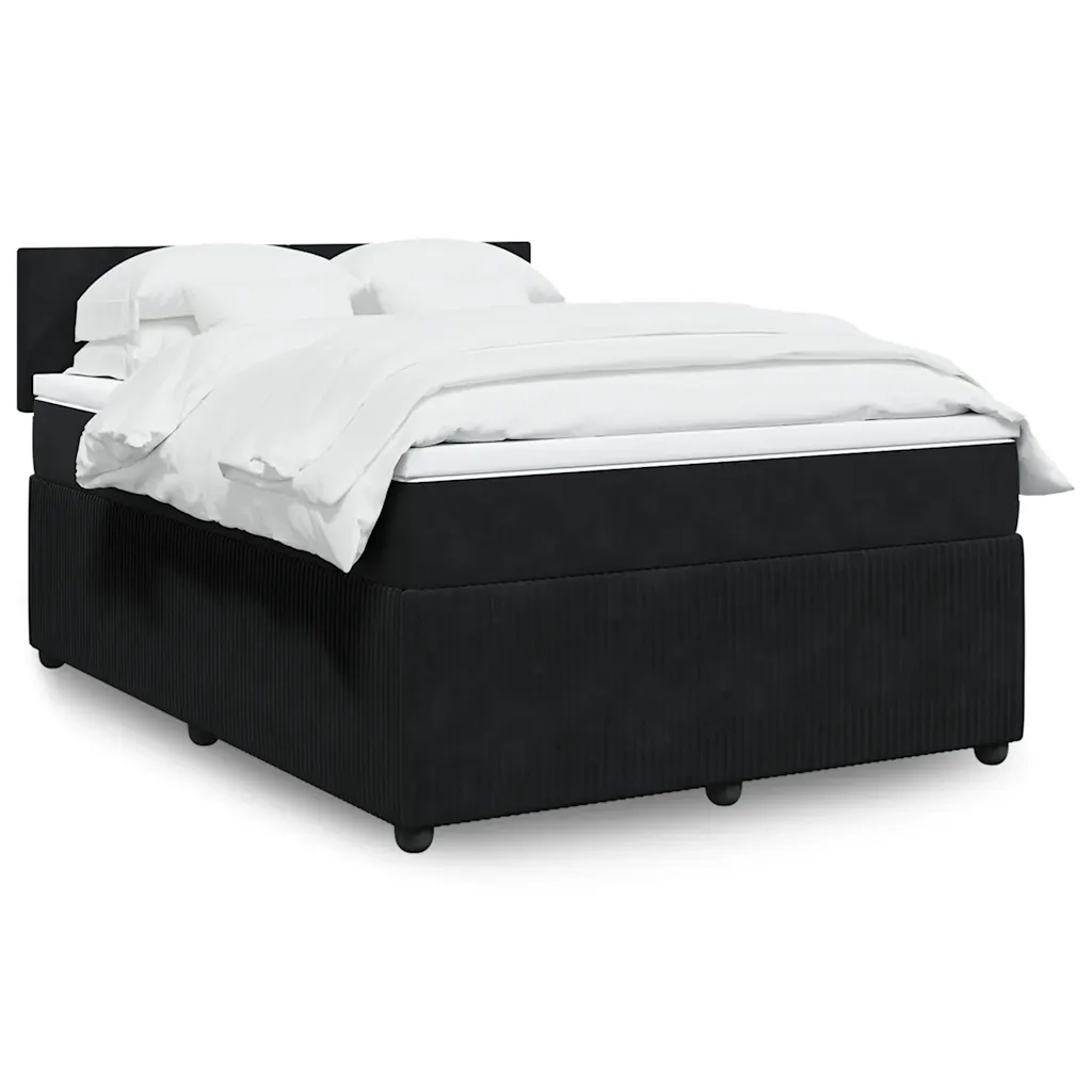 vidaXL Giroletto a Molle con Materasso Nero 160x200 cm in Velluto