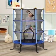Trampolino per bambini Ø163 cm con rete di sicurezza, per interno ed esterno, blu