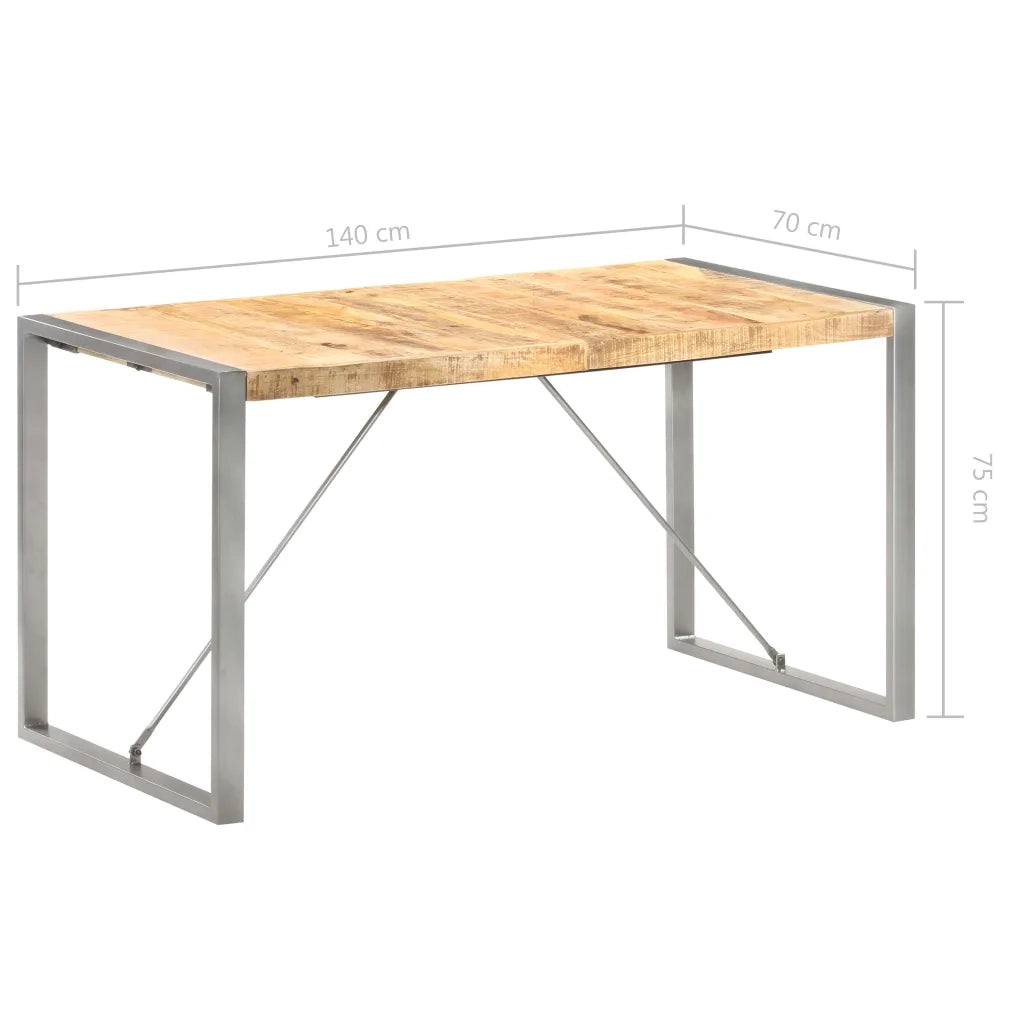 Tavolo da Pranzo 140x70x75 cm in Legno Massello di Mango Grezzo cod mxl 16120