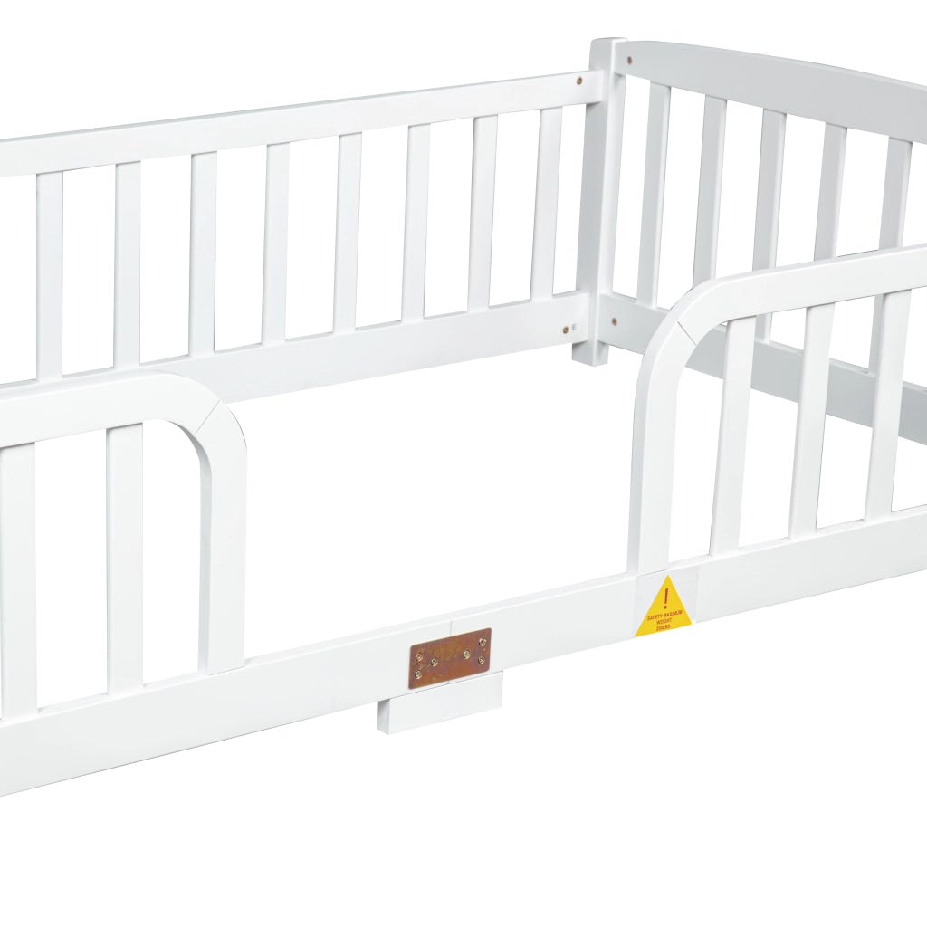 LETTO a pavimento con sponde di sicurezza 90x200 cm legno di pino bianco