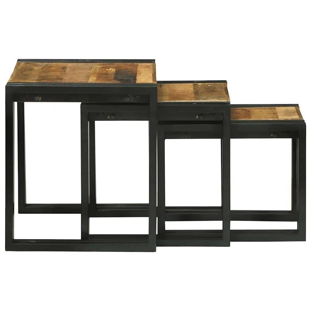 Tavolo Nesting 3 pcs Legno di mango massello e metallo 4104727