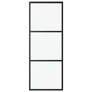 Porta Scorrevole a 3 pannelli in Vetro ESG e Alluminio 76x205 cm Nera 151008