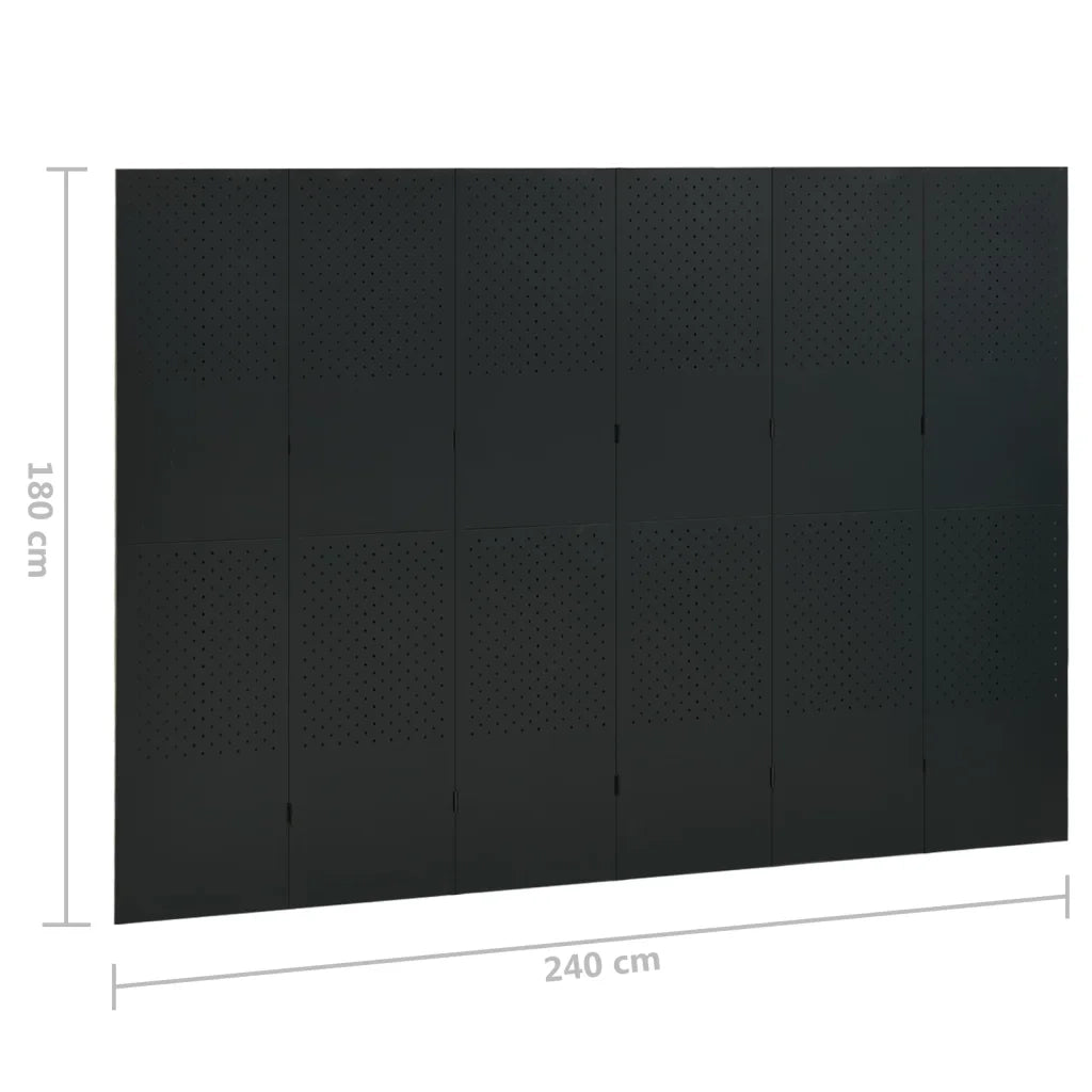 Paravento a 6 Pannelli Nero 240x180 cm in Acciaio cod mxl 71110