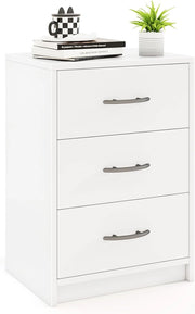 Comodino Camera da Letto con 3 Cassetti, Comodino Salvaspazio in Legno, Comodino Mobile da Letto con Kit Antiribaltamento, per Soggiorno e Studio, 38,5 x 28 x 54 cm (Bianco, 3 Cassetti)