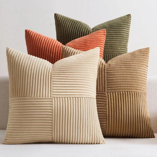 Set di cuscini patchwork corduroy - 4 pezzi - 45x45 cm - morbidi e resistenti