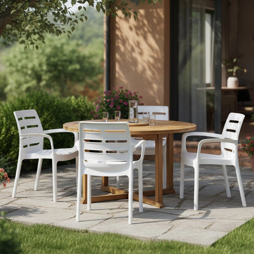 Excel, Sedia da Esterno 4 Sedie Made in Italy, Bianco